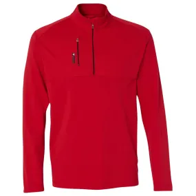 adidas Golf Men's Bold Red/Black Mixed Media Quarter-Zip Jacket