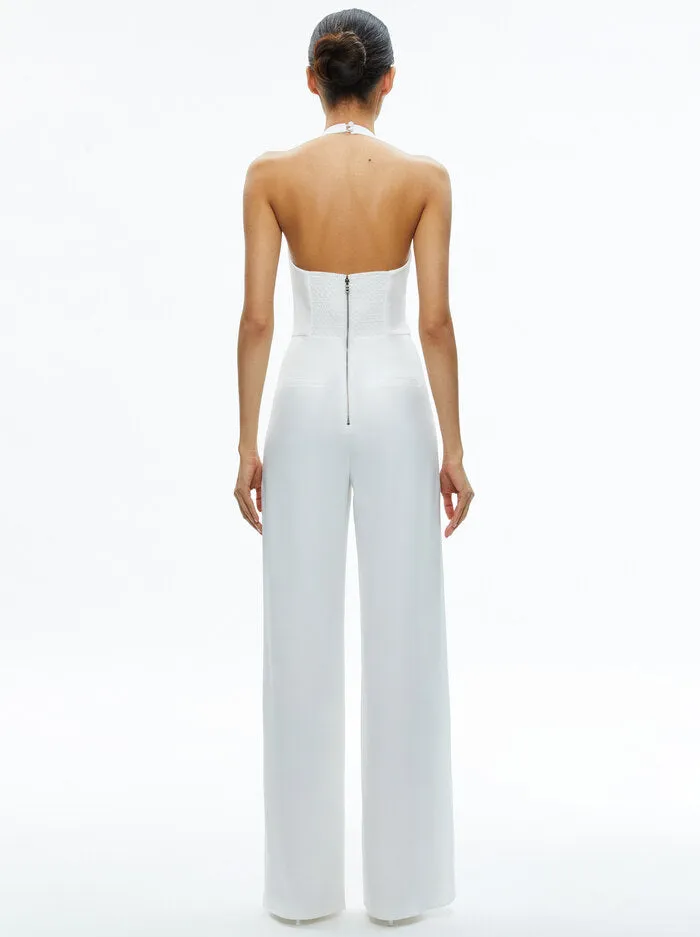 Alice   Olivia - Robin Halterneck Vest Jumpsuit - Off White