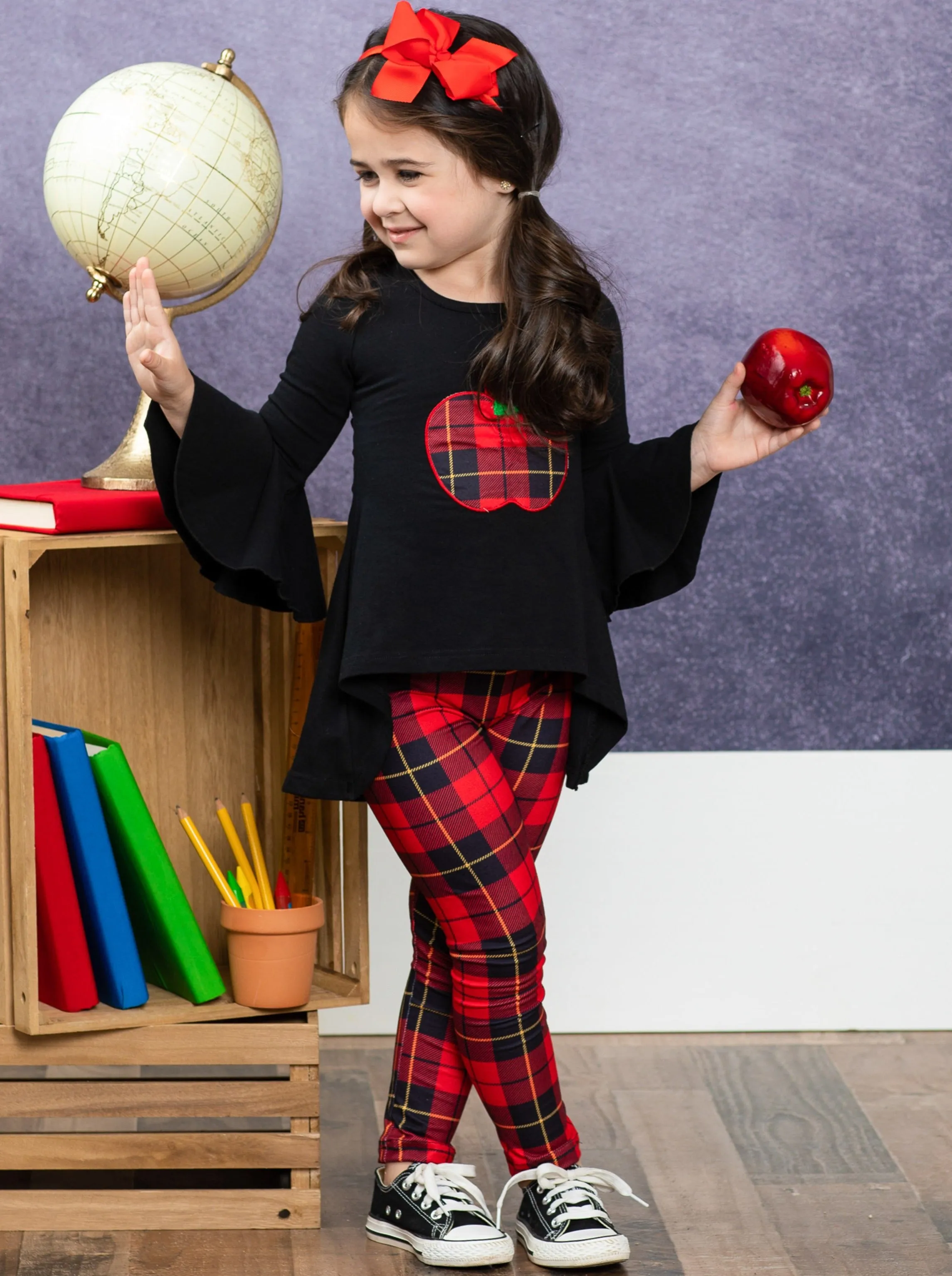 Apple Princess Plaid Legging Set