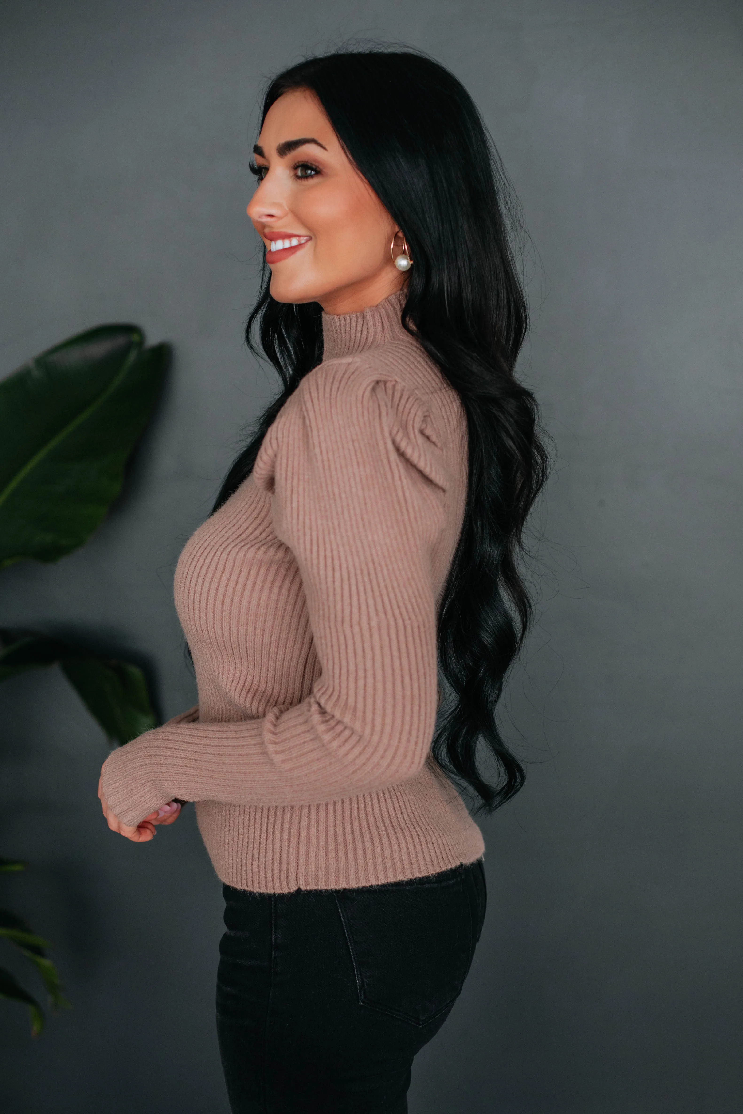 Asha Mock Neck Sweater - Mocha