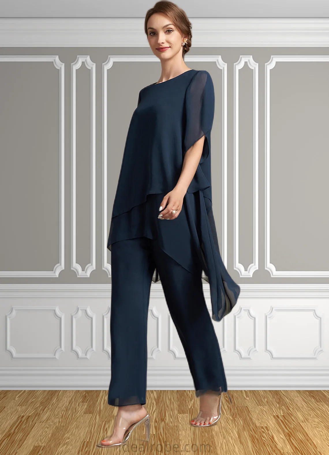 Athena Jumpsuit/Pantsuit Scoop Neck Ankle-Length Chiffon Mother of the Bride Dress STK126P0014607