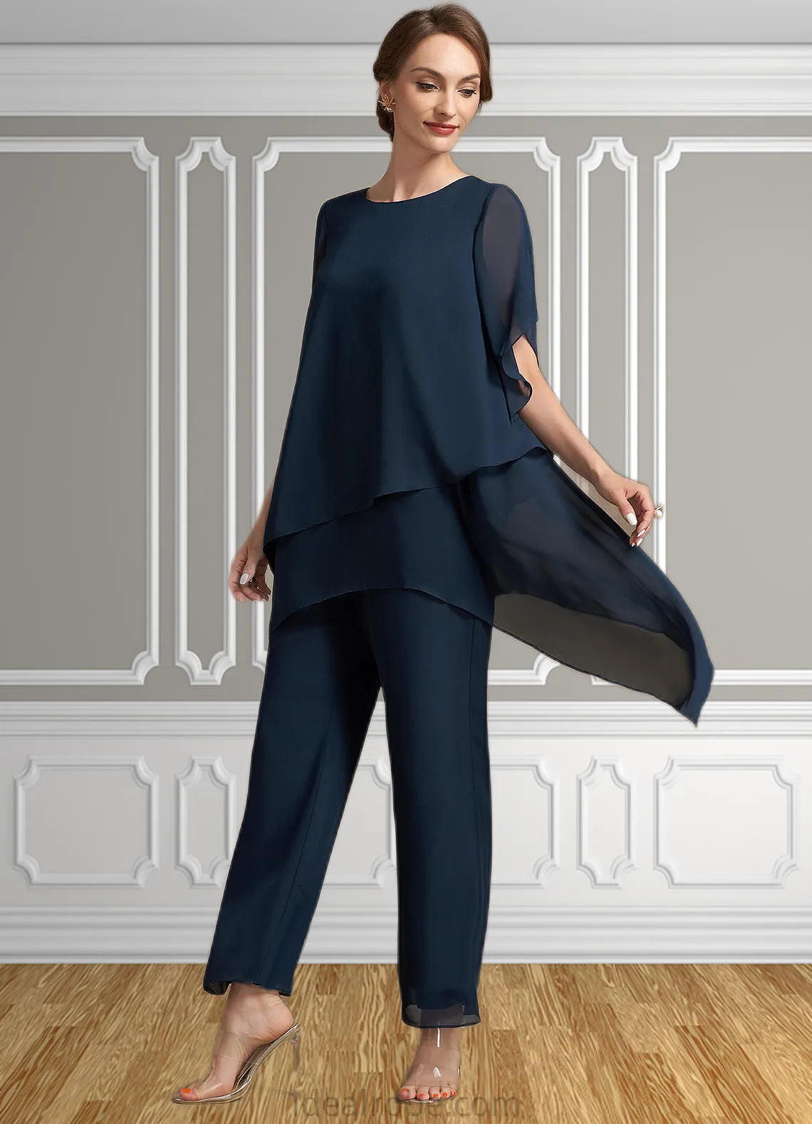 Athena Jumpsuit/Pantsuit Scoop Neck Ankle-Length Chiffon Mother of the Bride Dress STK126P0014607