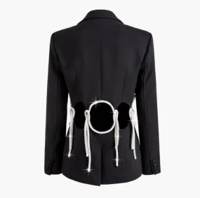 BLACK CRYSTAL CUTOUT BLAZER