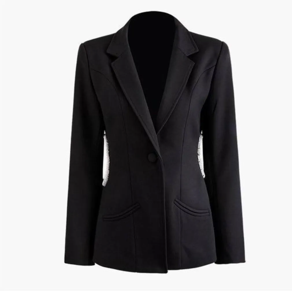 BLACK CRYSTAL CUTOUT BLAZER