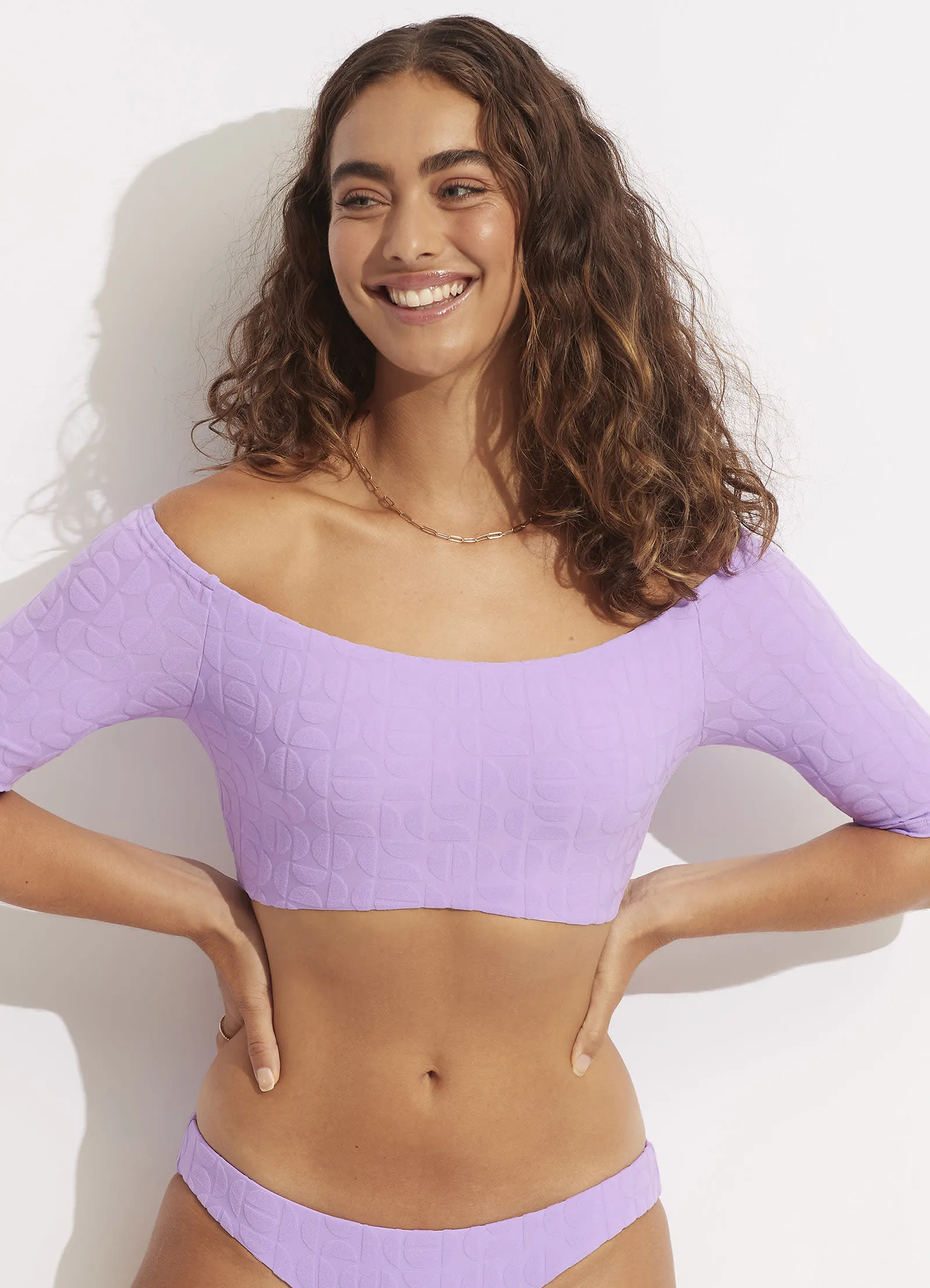 Capri Off Shoulder Crop Top - Wild Rose