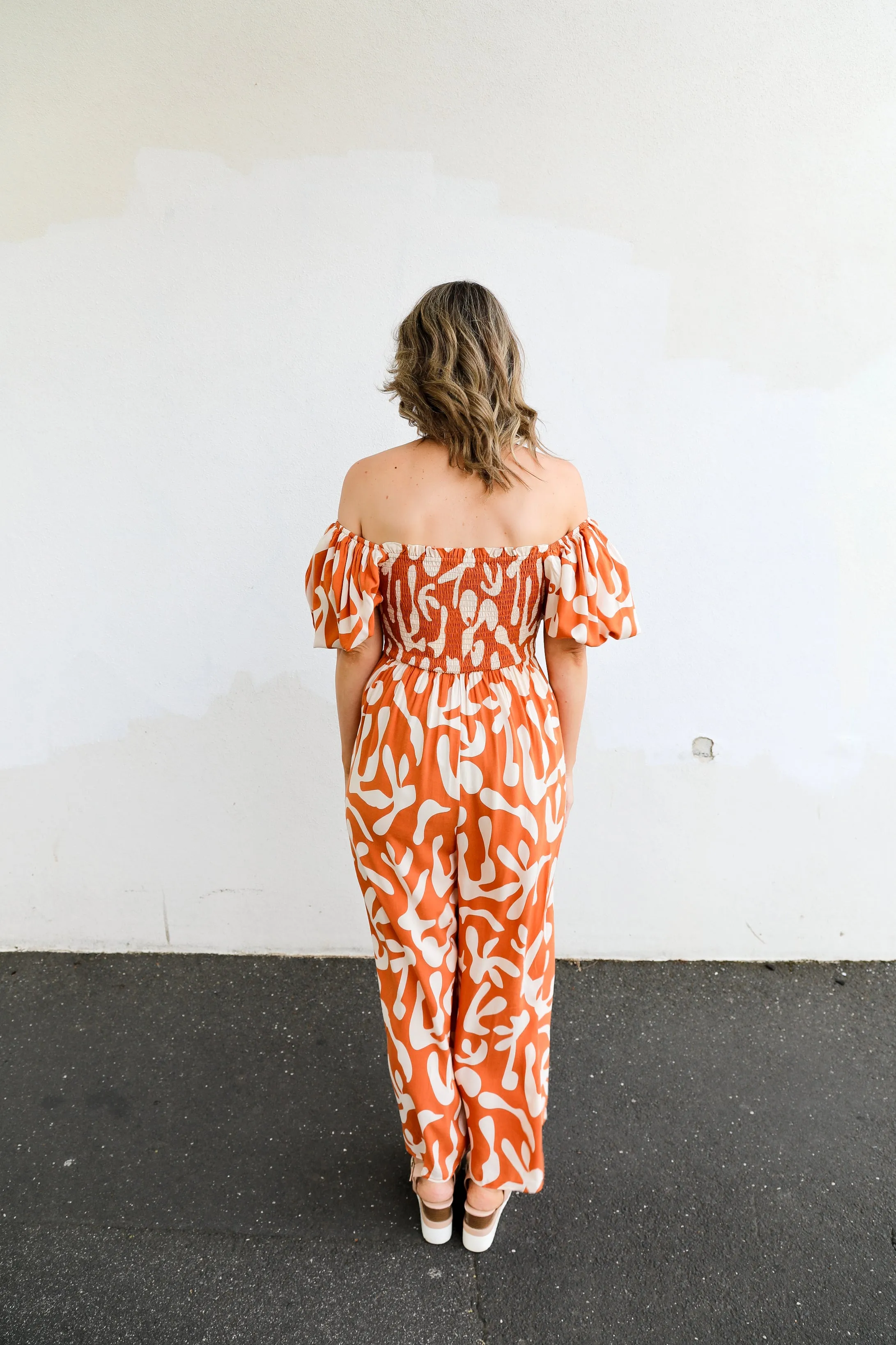 CoCo Jumpsuit (Orange   White Print)