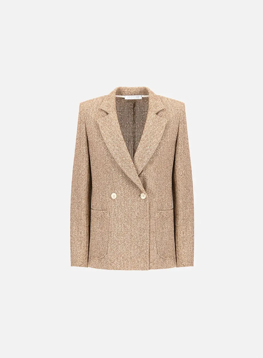 D.B. Blazer With Shoulder Pads Bicolor Frise - Brown & Beige