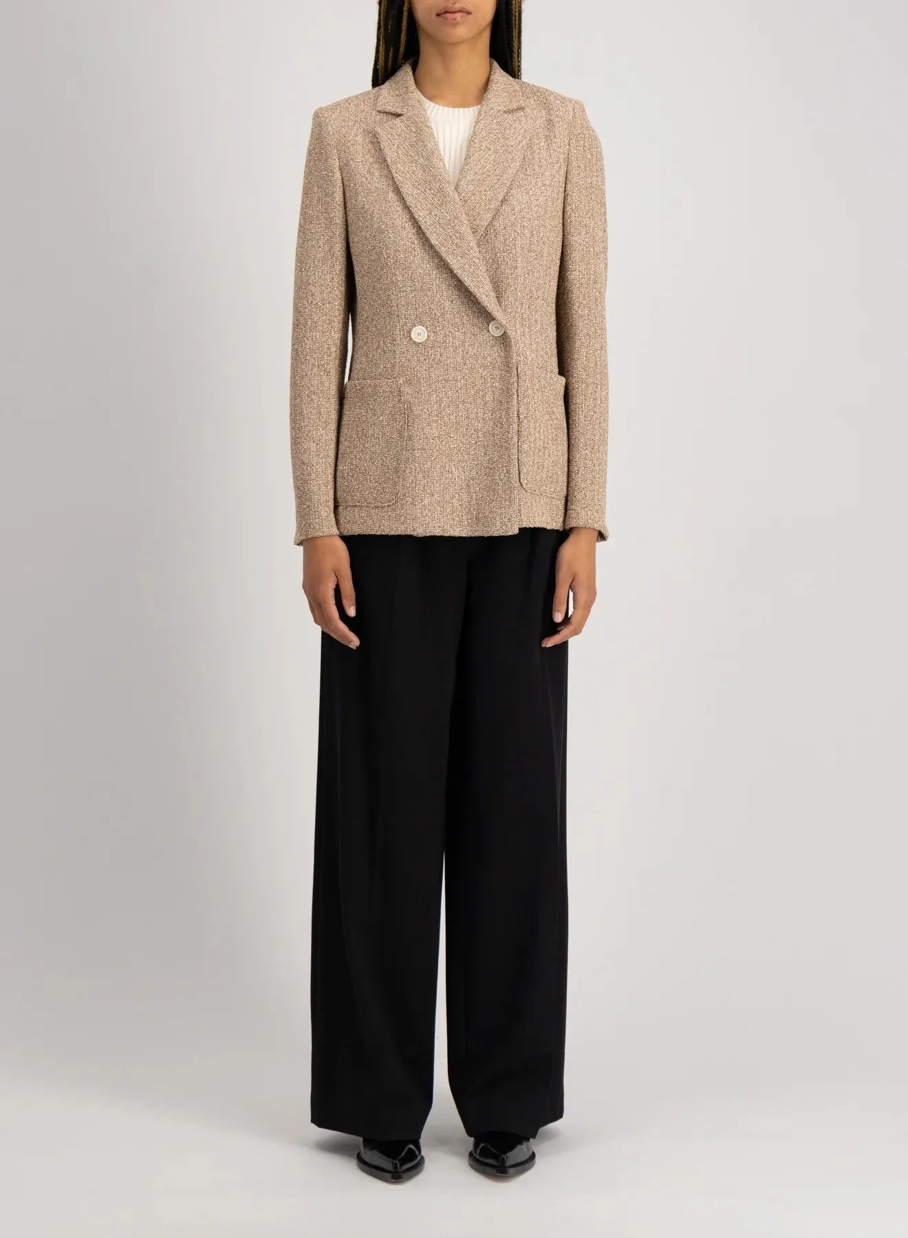 D.B. Blazer With Shoulder Pads Bicolor Frise - Brown & Beige