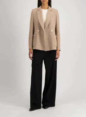 D.B. Blazer With Shoulder Pads Bicolor Frise - Brown & Beige