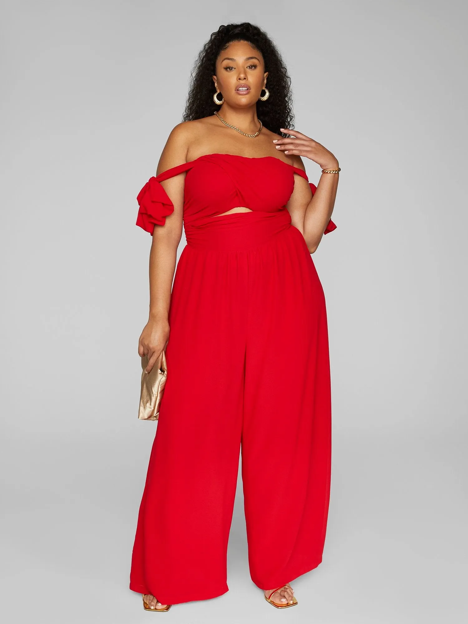 Dinah Off-Shoulder Chiffon Jumpsuit