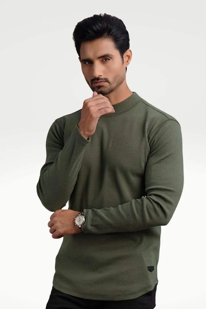 Earthy Green Mock Neck Sweatshirt