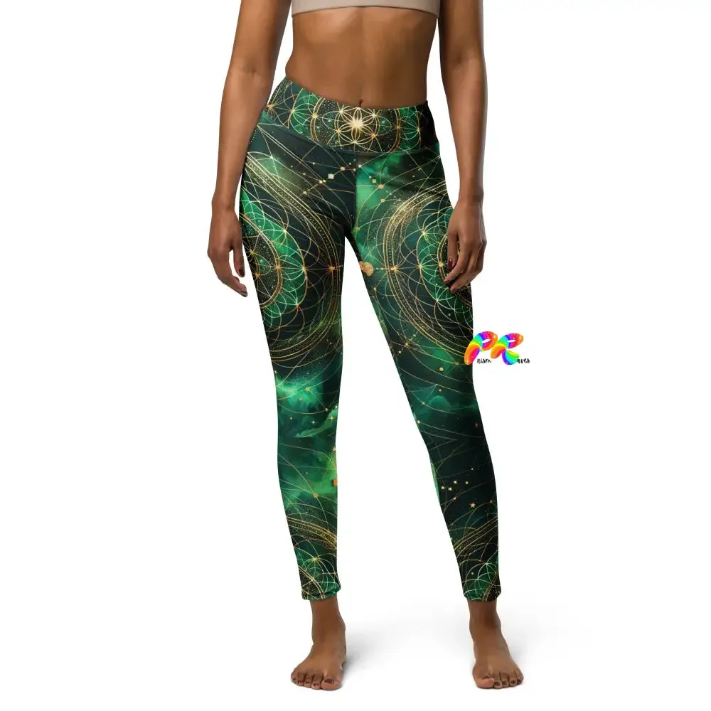 Emerald Cosmos Rave Yoga Leggings