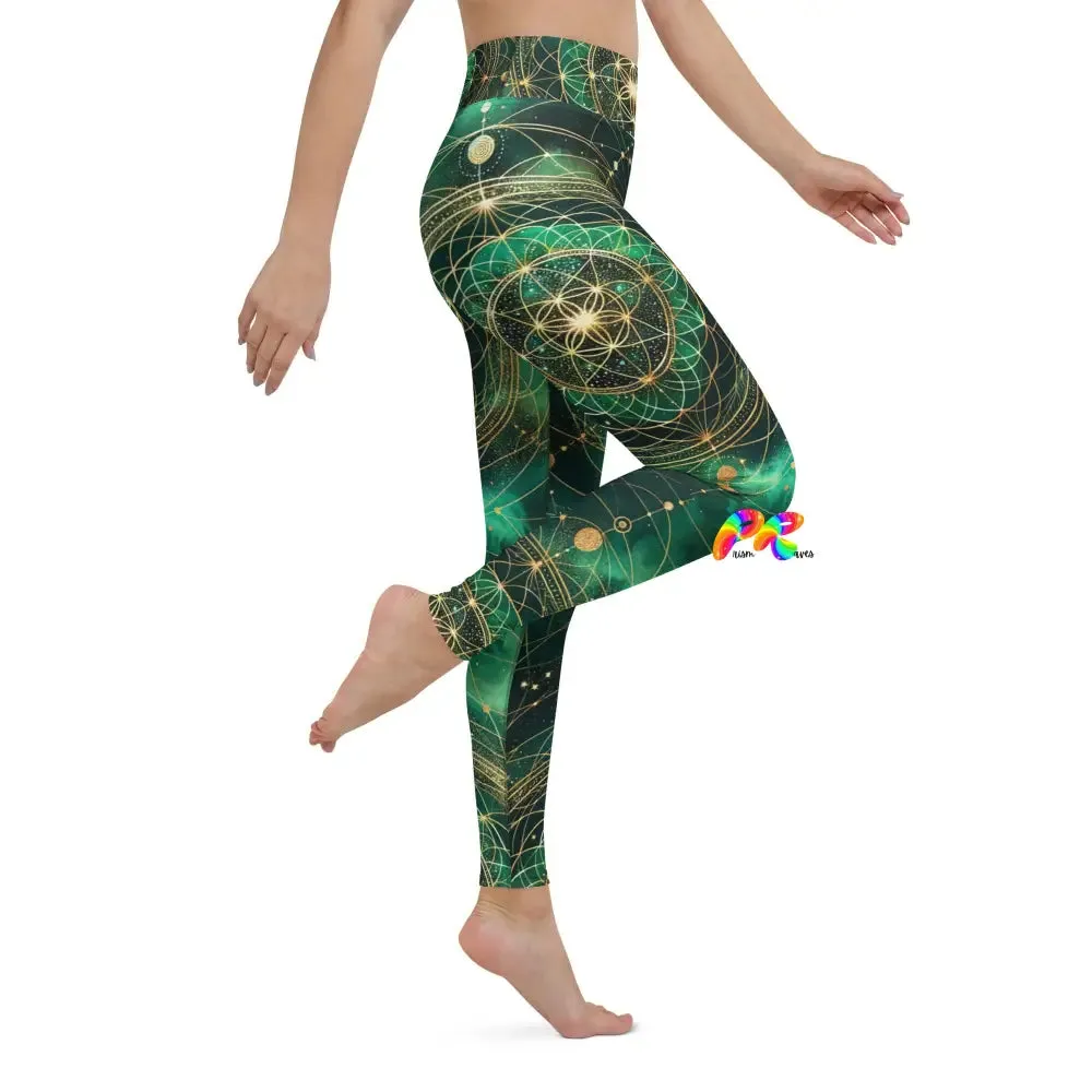 Emerald Cosmos Rave Yoga Leggings