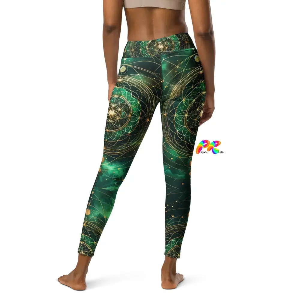 Emerald Cosmos Rave Yoga Leggings