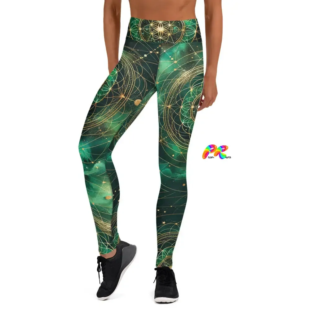 Emerald Cosmos Rave Yoga Leggings