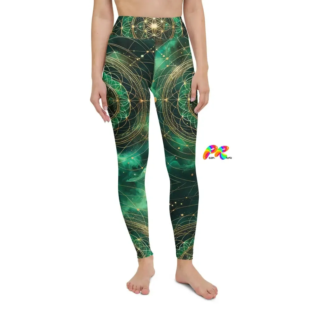 Emerald Cosmos Rave Yoga Leggings