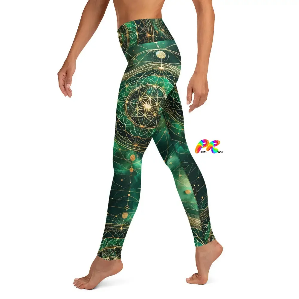 Emerald Cosmos Rave Yoga Leggings