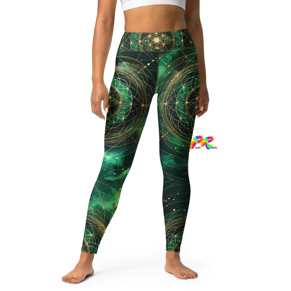 Emerald Cosmos Rave Yoga Leggings