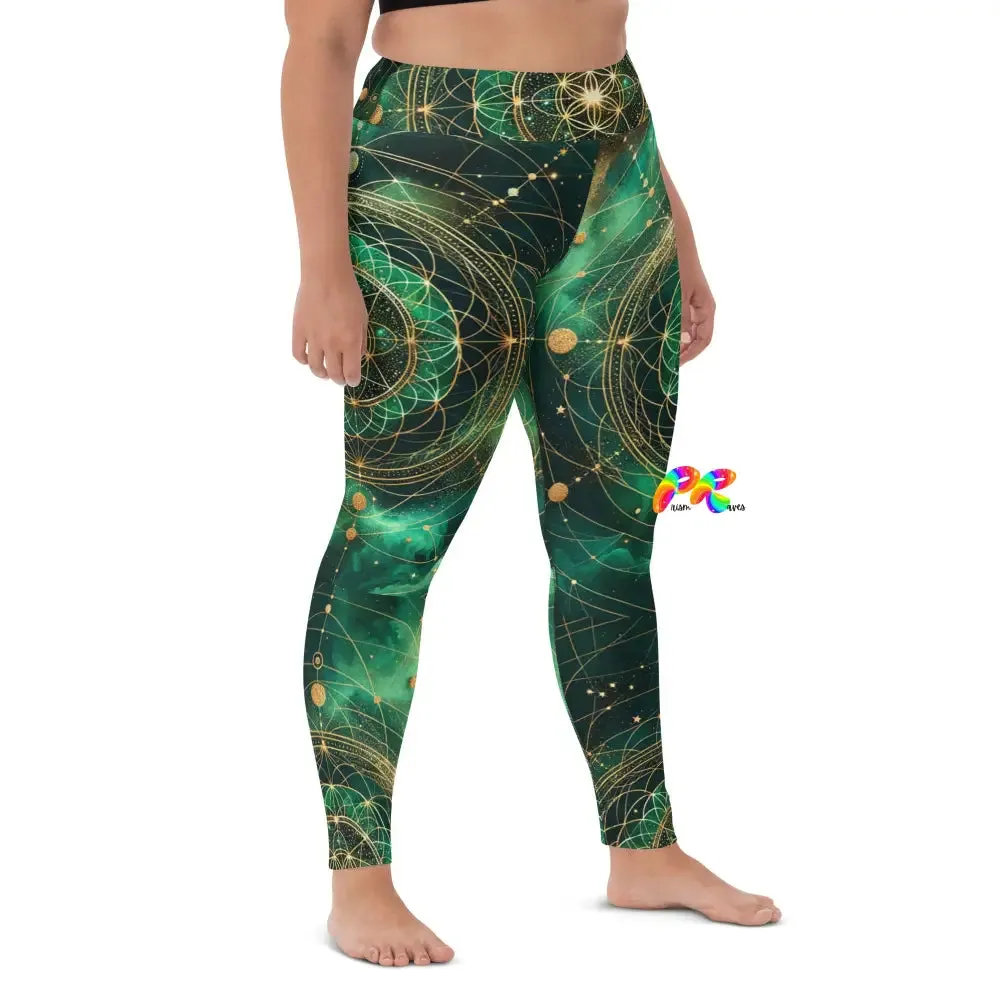 Emerald Cosmos Rave Yoga Leggings