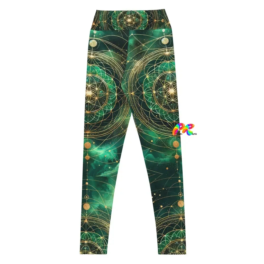 Emerald Cosmos Rave Yoga Leggings