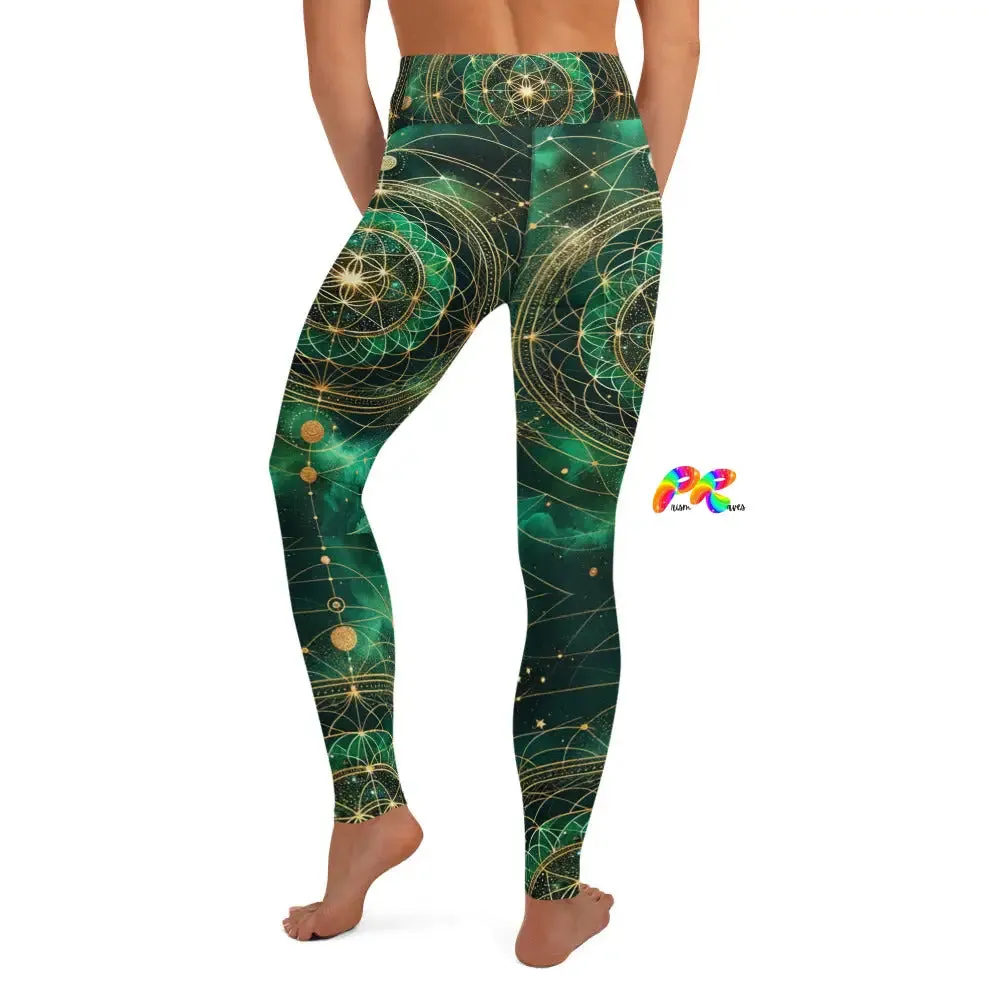 Emerald Cosmos Rave Yoga Leggings