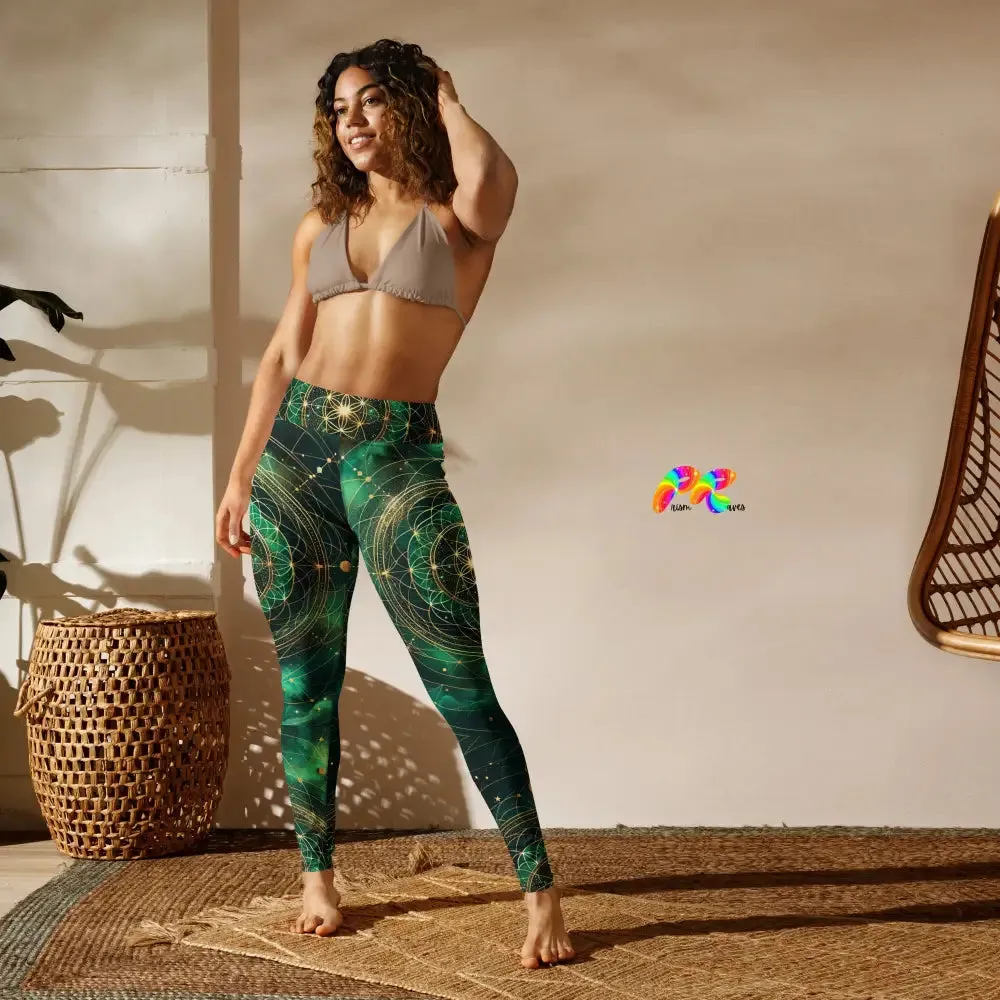 Emerald Cosmos Rave Yoga Leggings