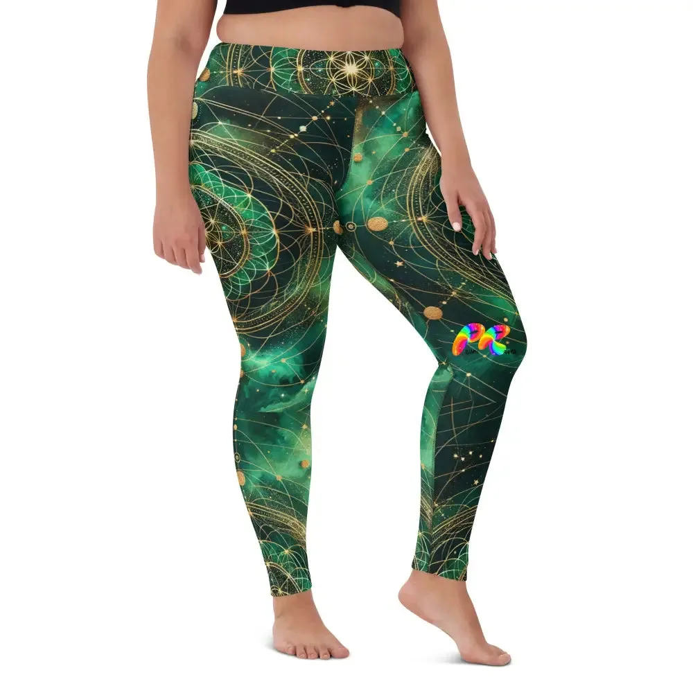 Emerald Cosmos Rave Yoga Leggings