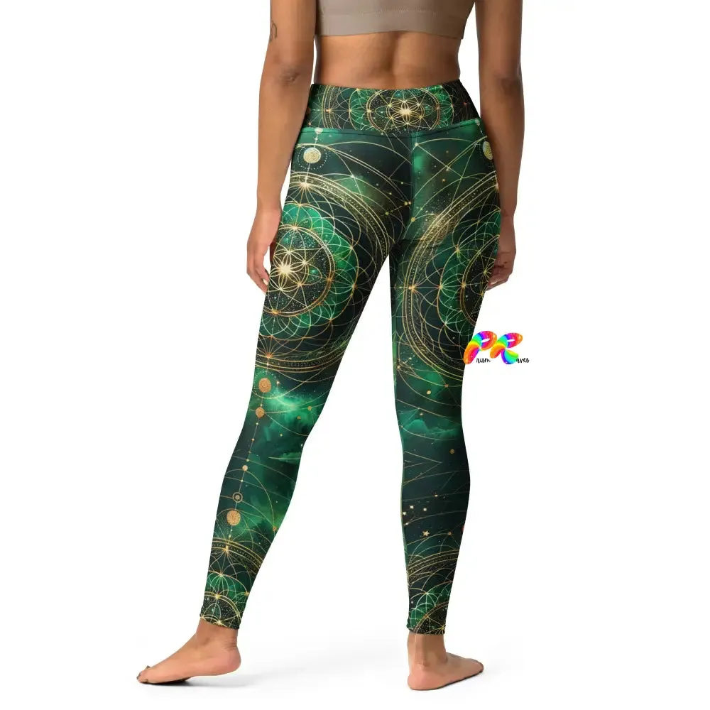 Emerald Cosmos Rave Yoga Leggings