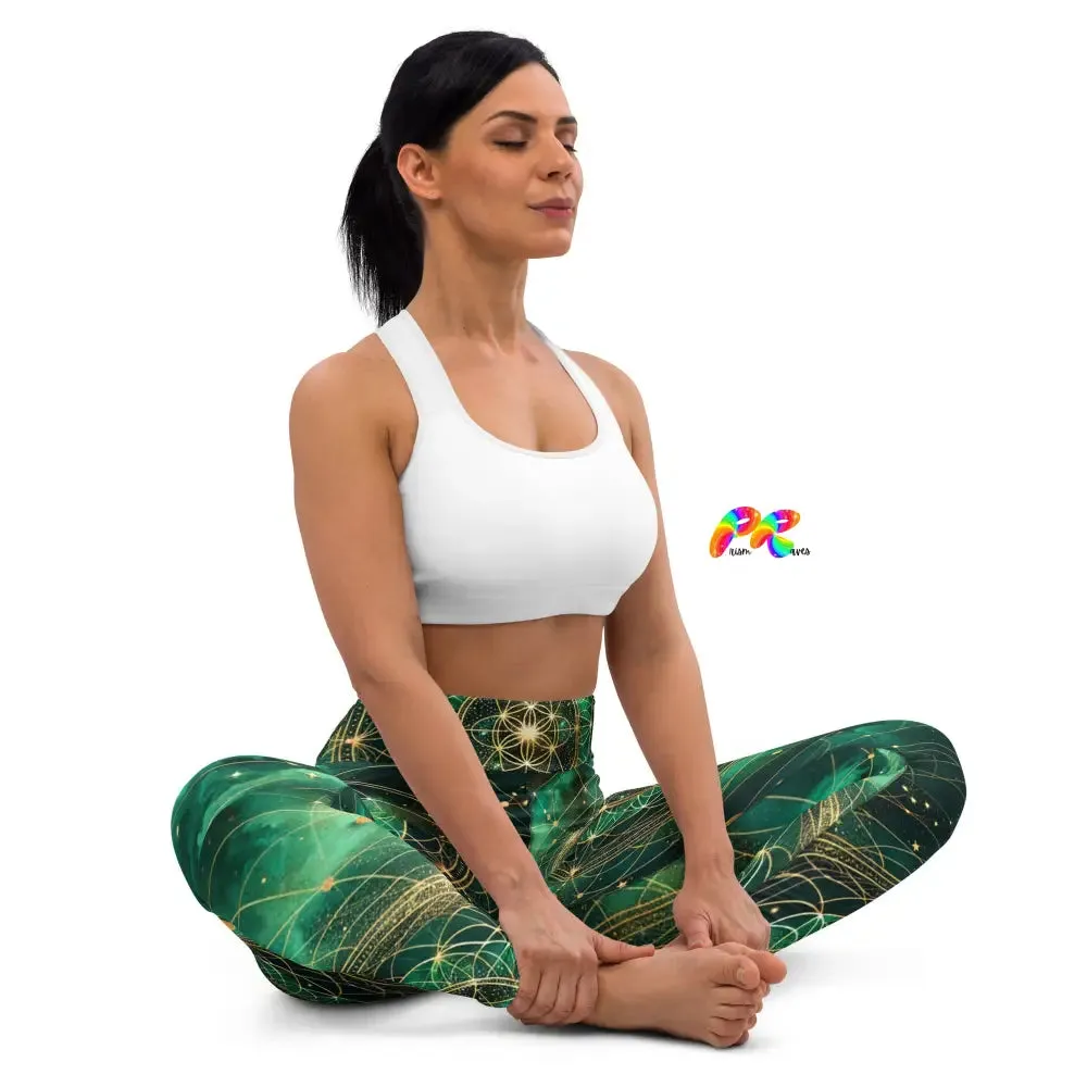 Emerald Cosmos Rave Yoga Leggings