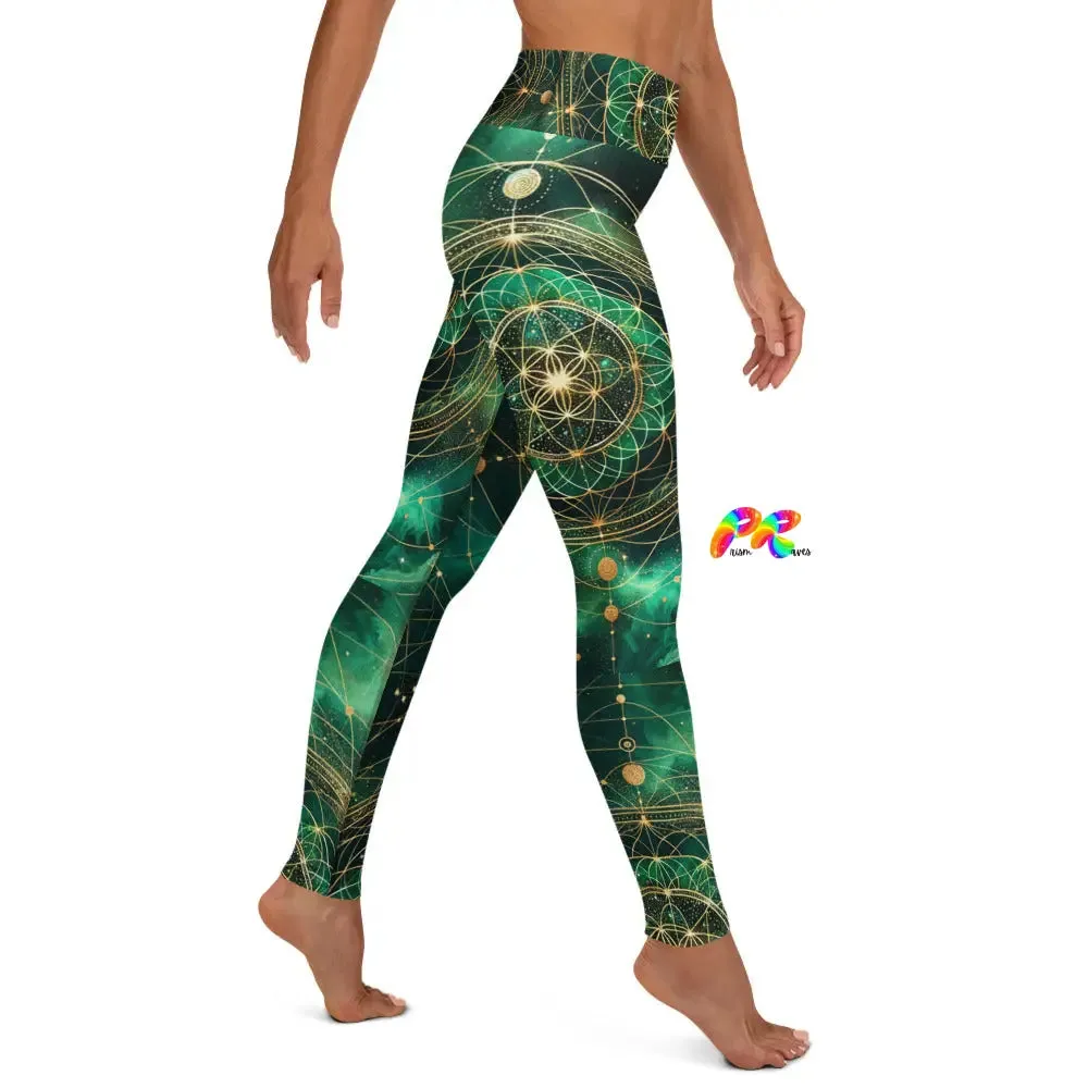 Emerald Cosmos Rave Yoga Leggings