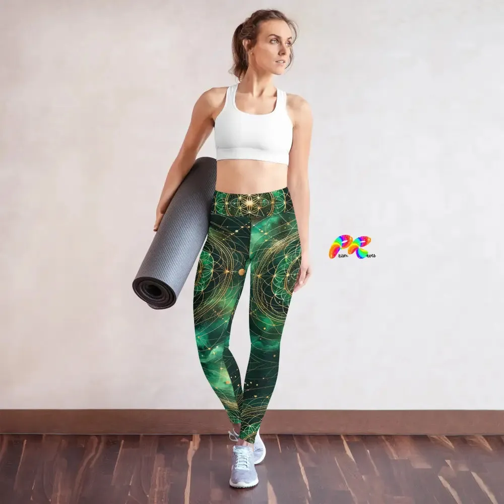 Emerald Cosmos Rave Yoga Leggings