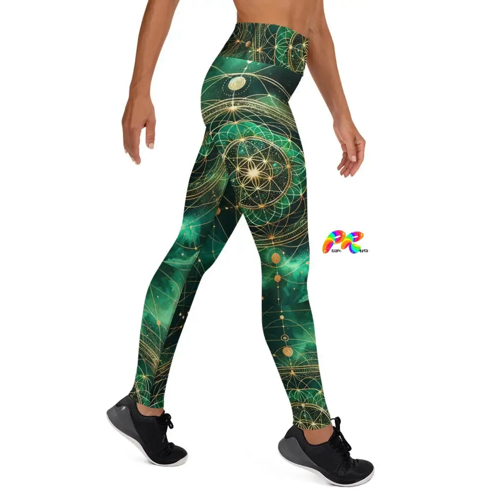 Emerald Cosmos Rave Yoga Leggings