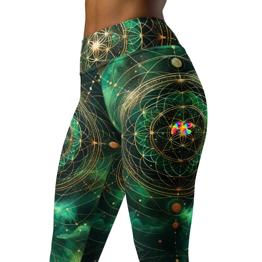 Emerald Cosmos Rave Yoga Leggings