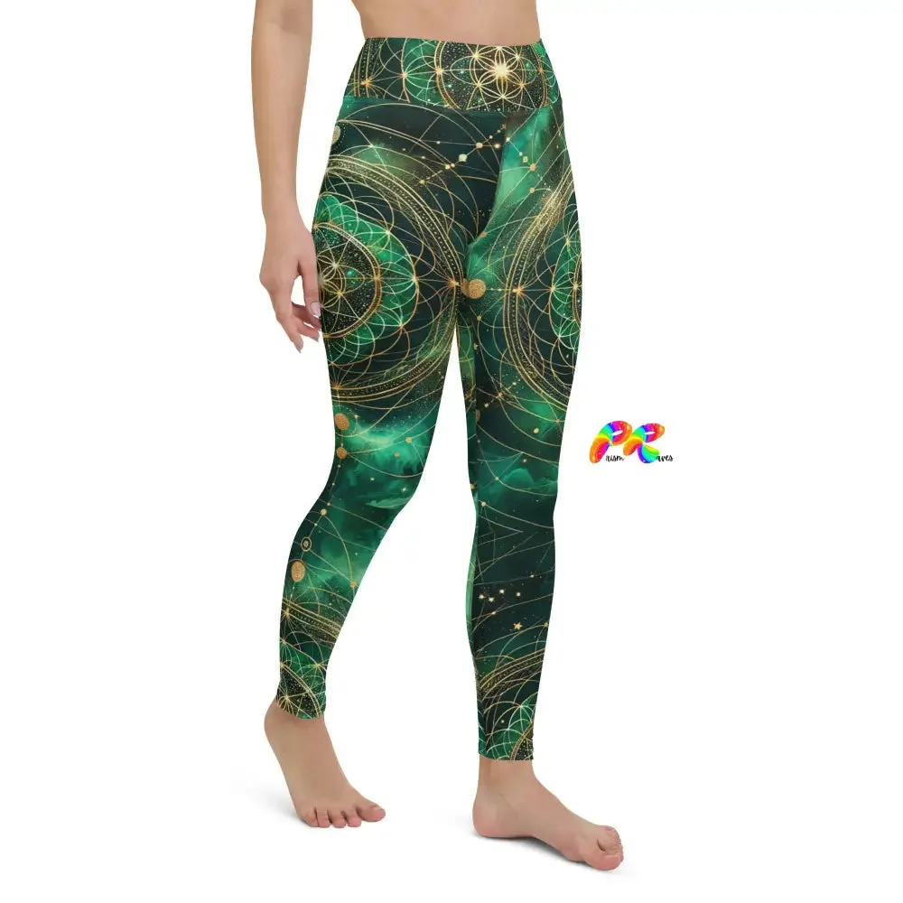 Emerald Cosmos Rave Yoga Leggings