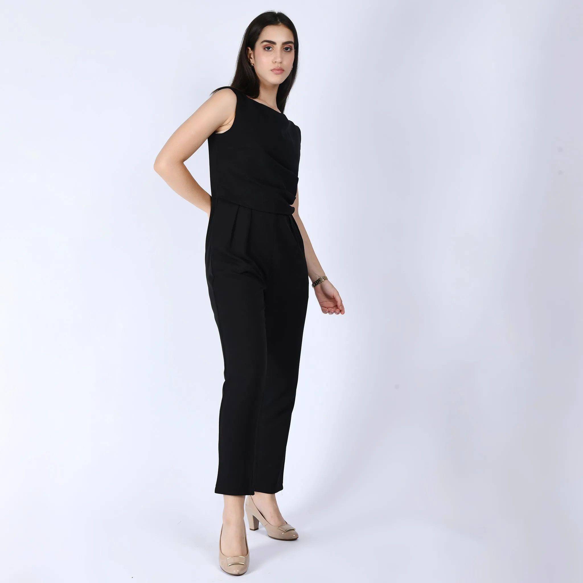 Exude Divinity Straight Fit Jumpsuit (Black)