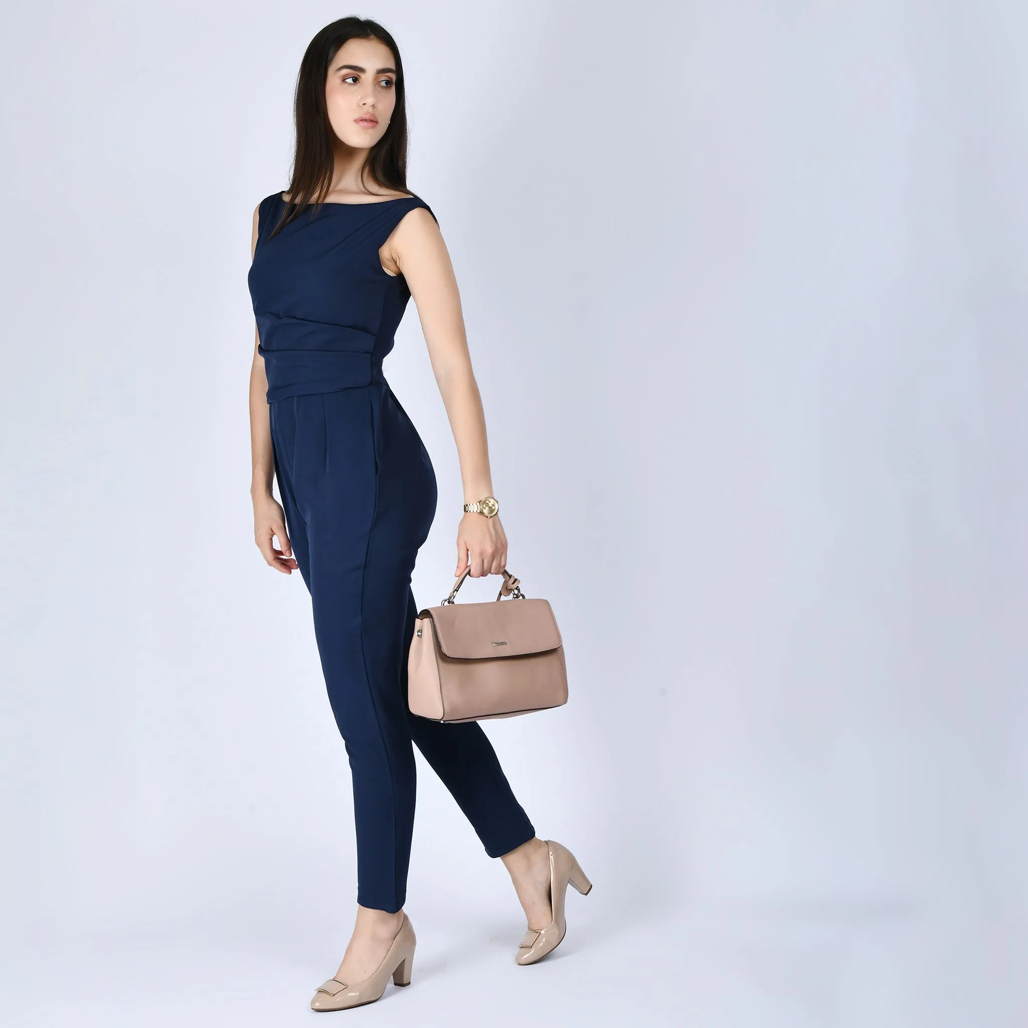 Exude Divinity Straight Fit Jumpsuit (Navy)