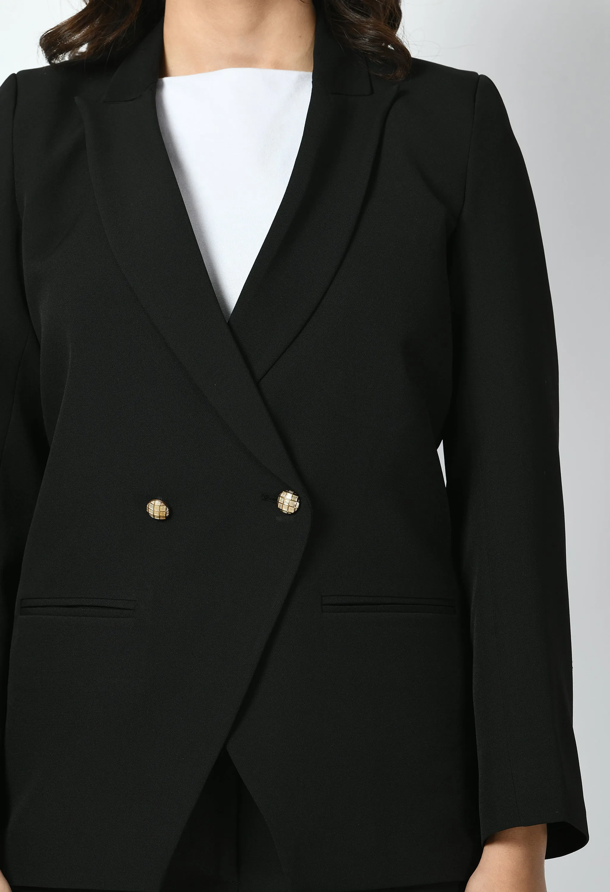 Exude Dominance Solid Formal Blazer (Black)