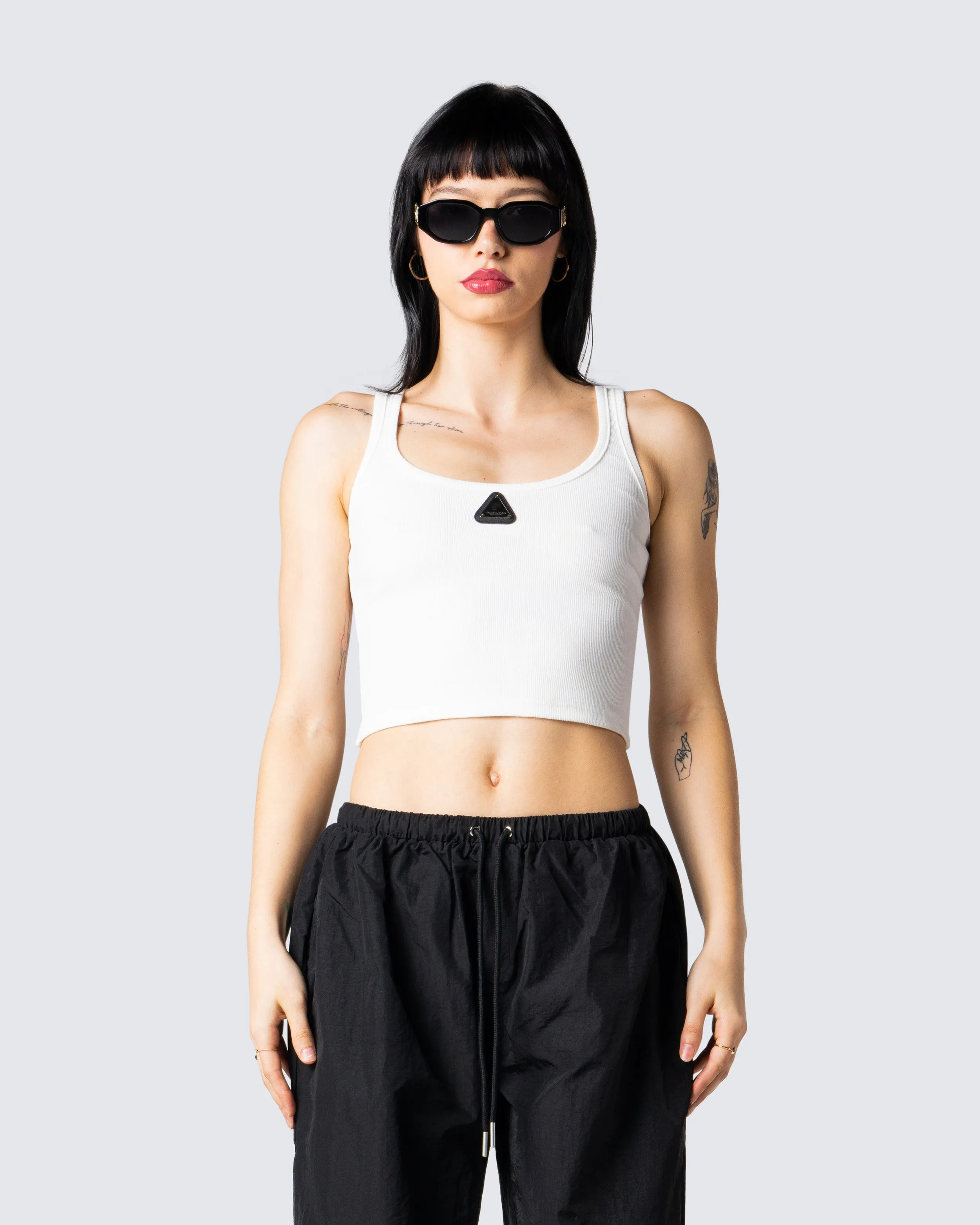 Ezra White Logo Tank Top