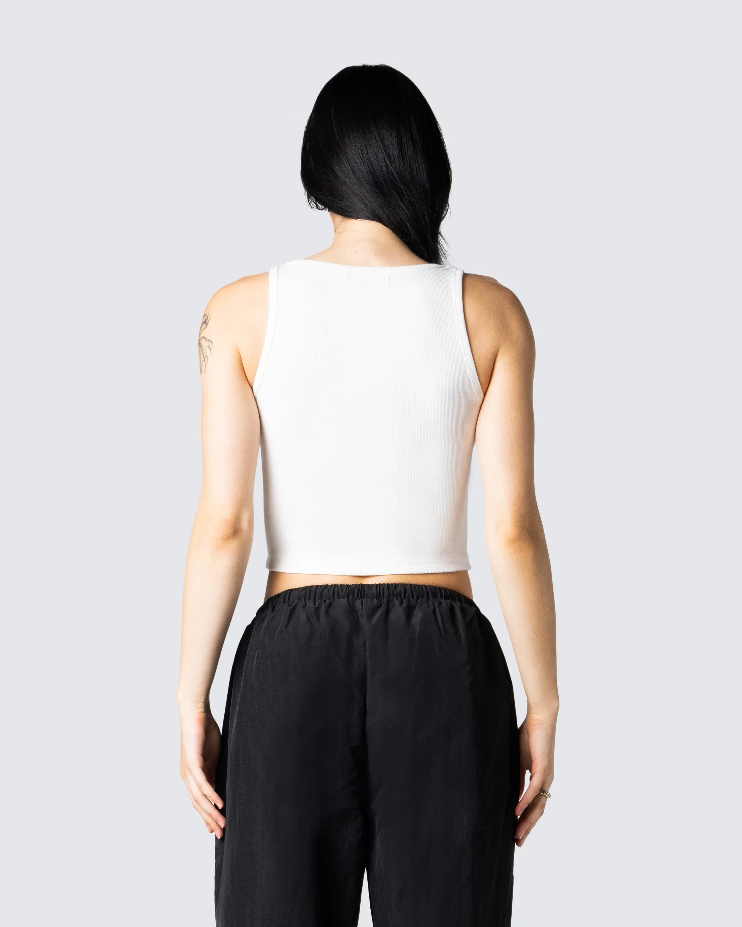 Ezra White Logo Tank Top