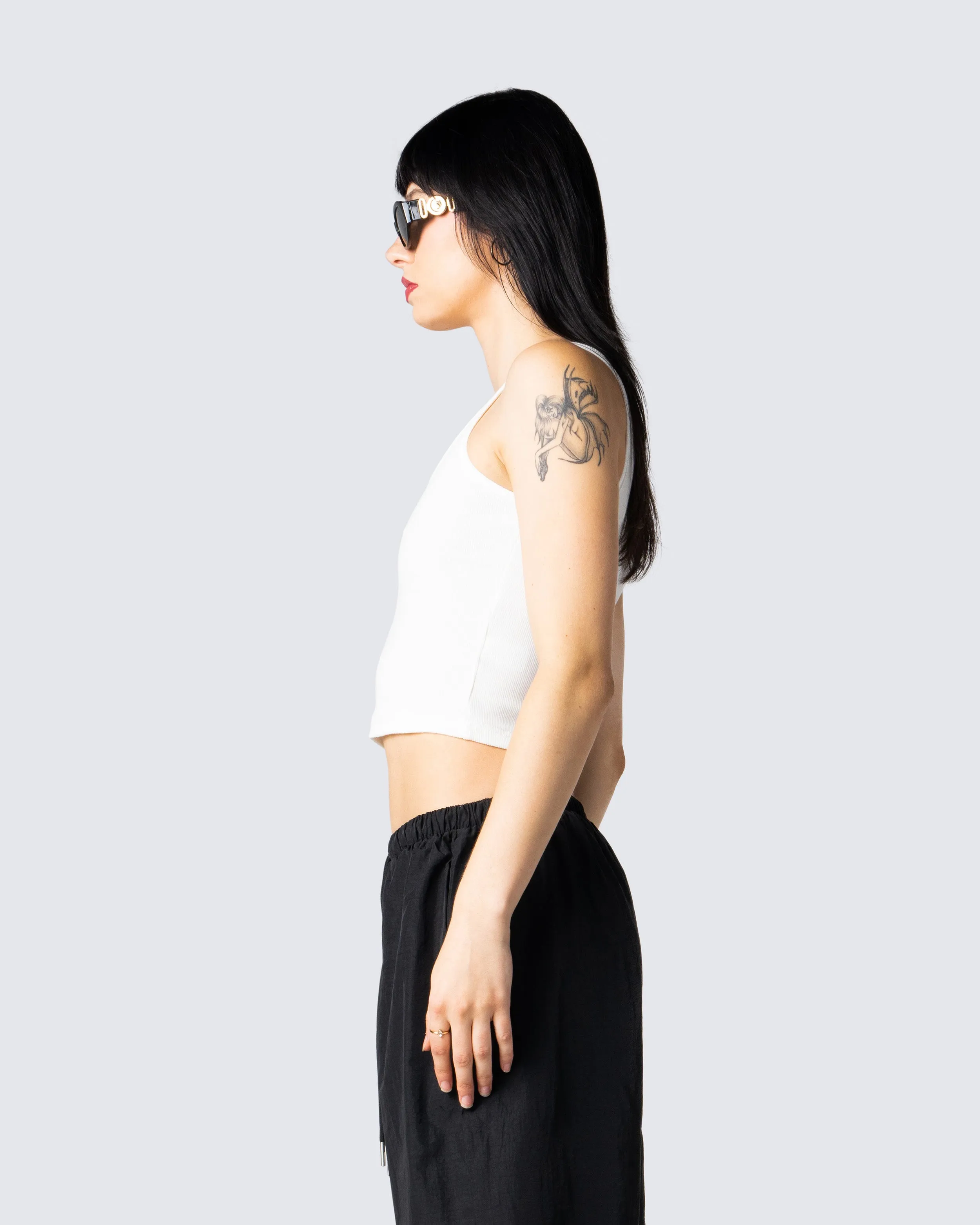 Ezra White Logo Tank Top