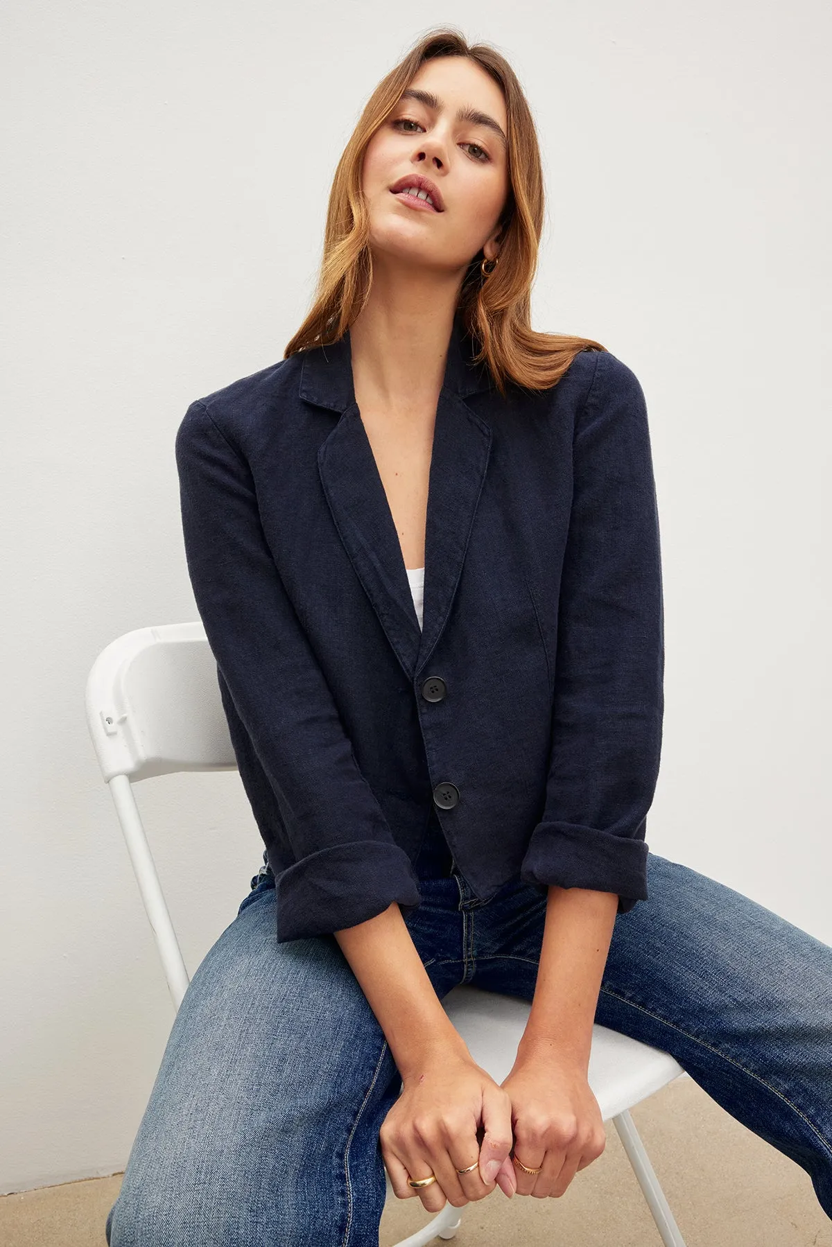 FINLEY HEAVY LINEN CROPPED BLAZER