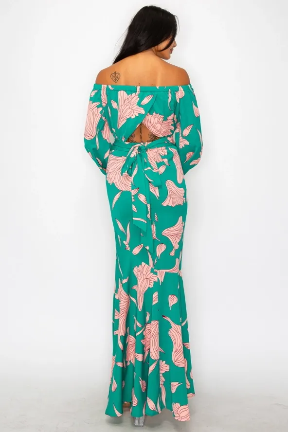 Floral Off Shoulder Maxi Dress