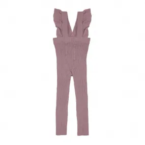 FLOUNCED SUSPENDER COTTON LEGGINGS IRIS