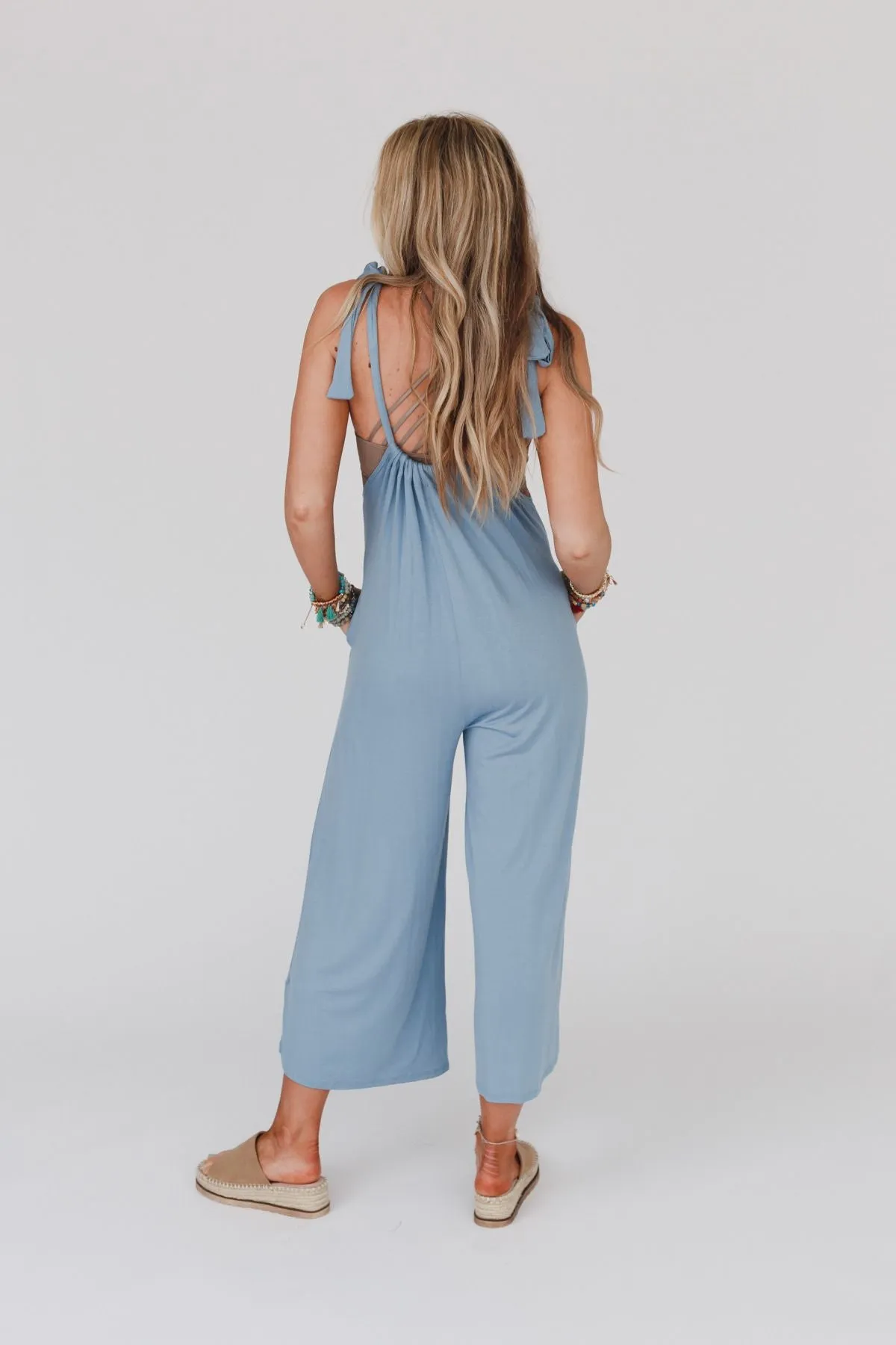 Forever Relaxed Gathered Jumpsuit - Light Denim