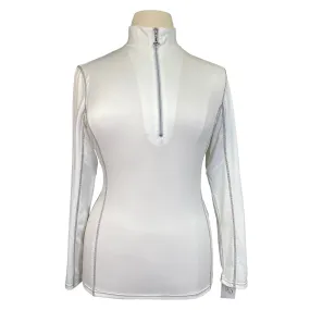 Goode Rider 'Ideal' Long Sleeve 1/2 Zip Shirt in White - Women's XL