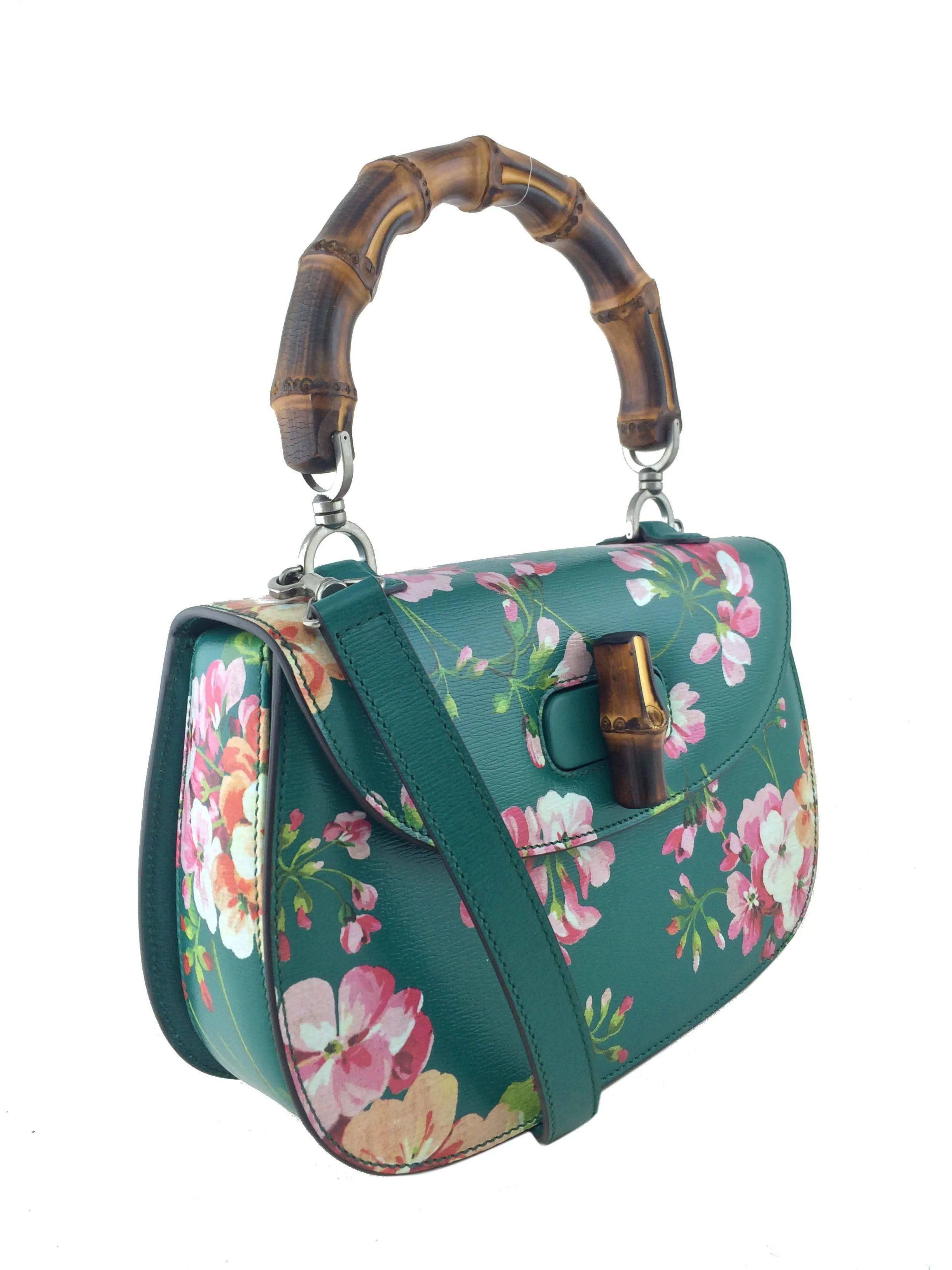 Gucci Bamboo Classic Blooms Small Top Handle Bag