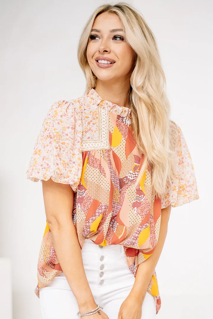 In The Garden Mixed Print Top