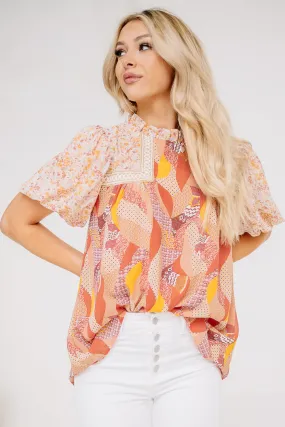 In The Garden Mixed Print Top