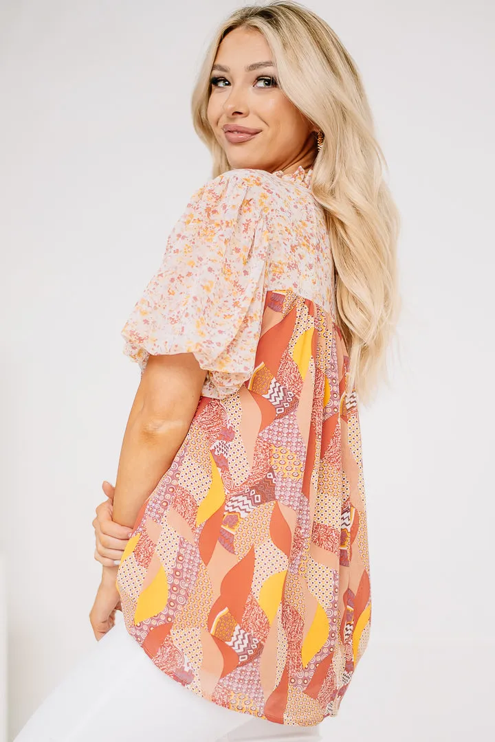 In The Garden Mixed Print Top