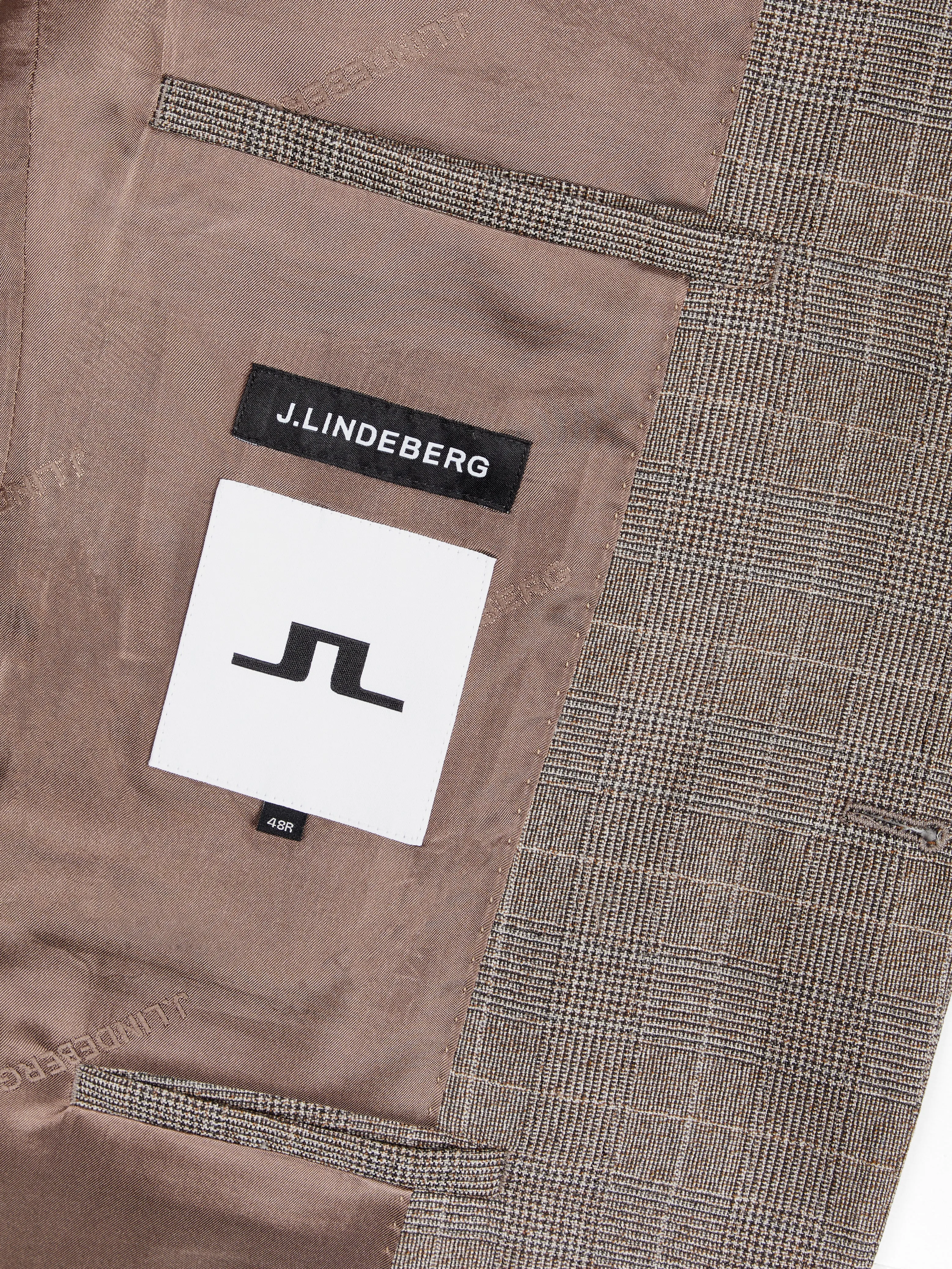 J.Lindeberg Mens Hopper Soft Checked Blazer - WOOD BROWN